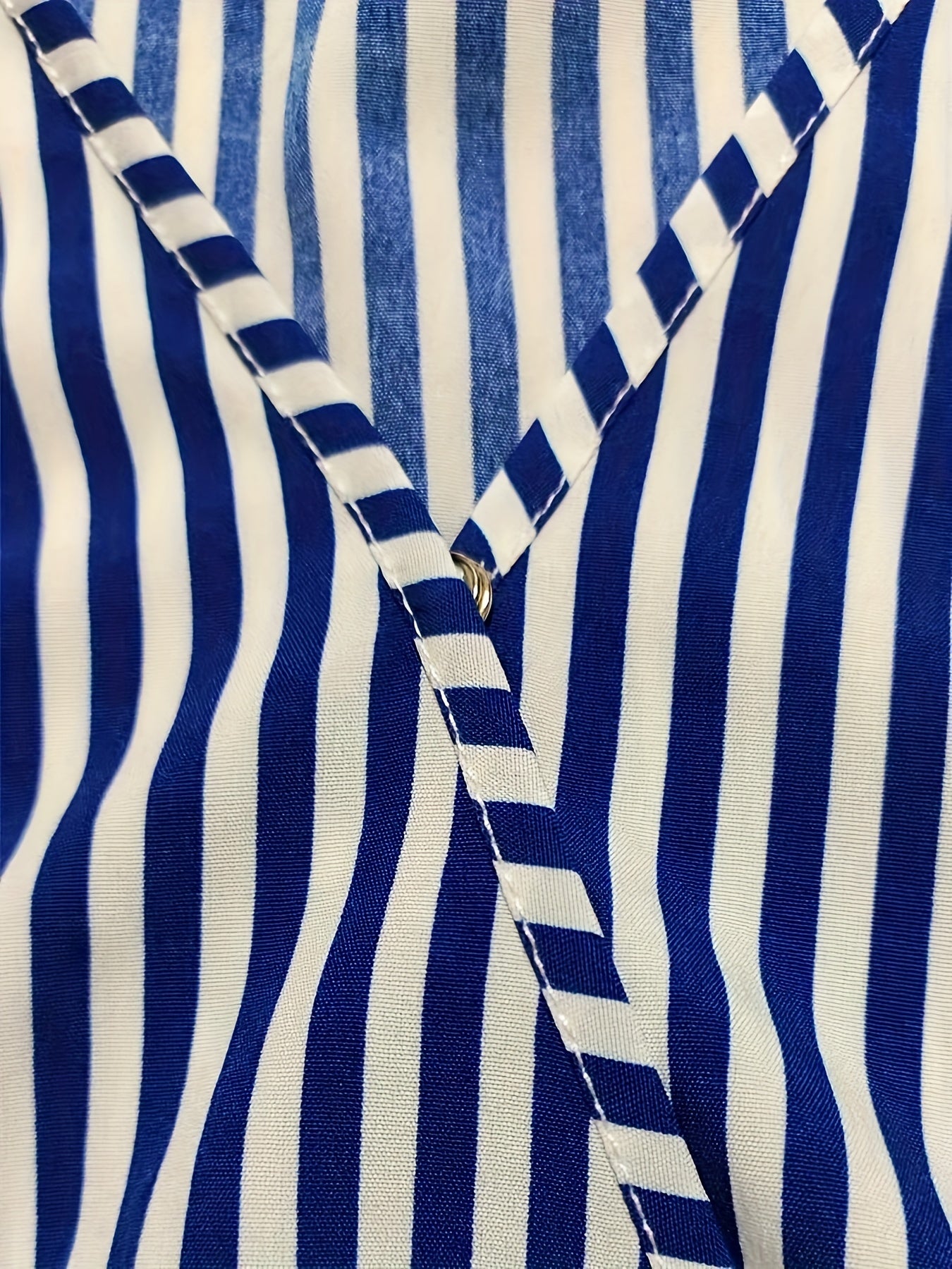  Stripe Print Batwing Sleeve Surplice Neck Romper