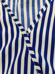  Stripe Print Batwing Sleeve Surplice Neck Romper
