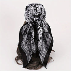 Vintage Paisley Print Square Scarf Satin Bandana Windproof Head Wrap