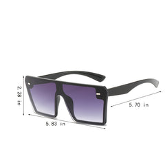 Rimless Square Sunglasses Women's Large Frame Sunshade Eyewear