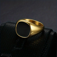 Men's Enamel Square Ring Stylish Jewelry