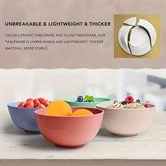 6pcs Unbreakable Cereal Bowl Microwave Dishwasher Safe