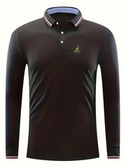Men's Green Crocodile Print Polo Shirt Casual