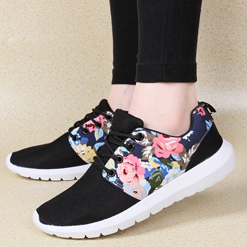 Floral Print Running Shoes Soft Sole Sneakers Comfortable Fashionable