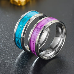 Heart-shaped Titanium Steel Ring Luminous Couple Ring