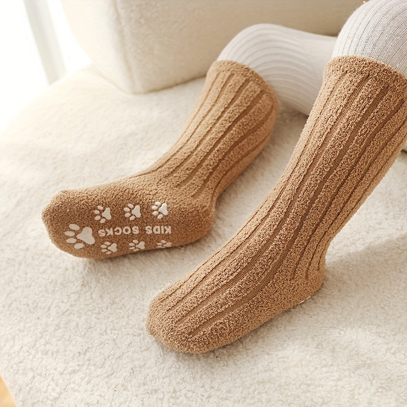 5 Pairs Baby Girls Winter Anti Skid Socks Warm Cozy Feet