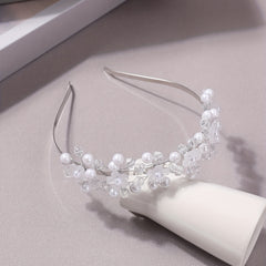 Faux Pearl Headband Crystal Beaded Hair Band Bridal Headdress