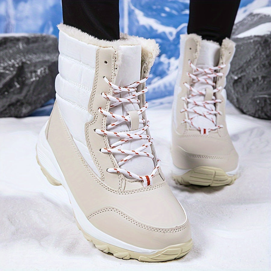 Women's Plush Inner Snow Boots Platform Mid Calf Boots