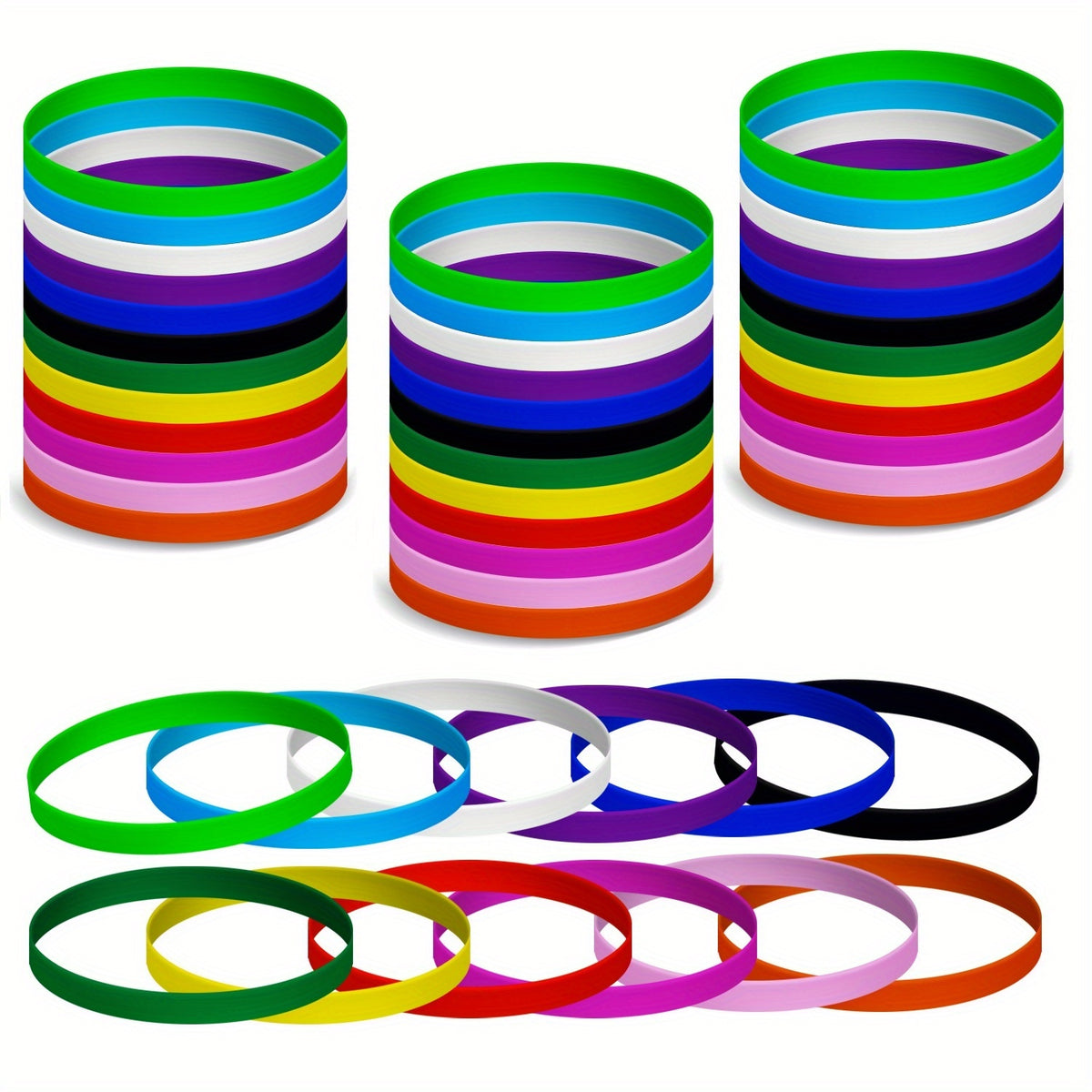 120pcs Silicone Rubber Bracelets for Kids Party Supplies