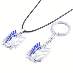 Anime Cartoon Wings Pattern Necklace Keychain Alloy Jewelry
