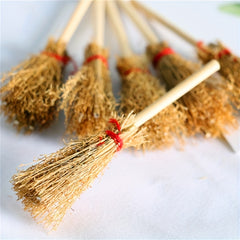 Mini Straw Brooms Halloween Decoration Witches Accessory
