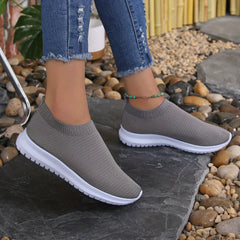 Dark Grey Stretch Woven Sports Shoes Women's Footwear