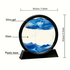 Moving Sand Art Round Rectangle Glass 3D Deep Sea Landscape