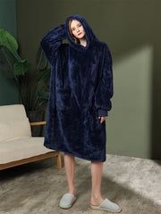 Cozy Hooded Night Robe with Pockets for Women