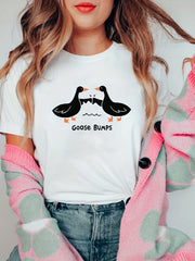 Women's Crew Neck T-Shirt with Goose Bump Pattern