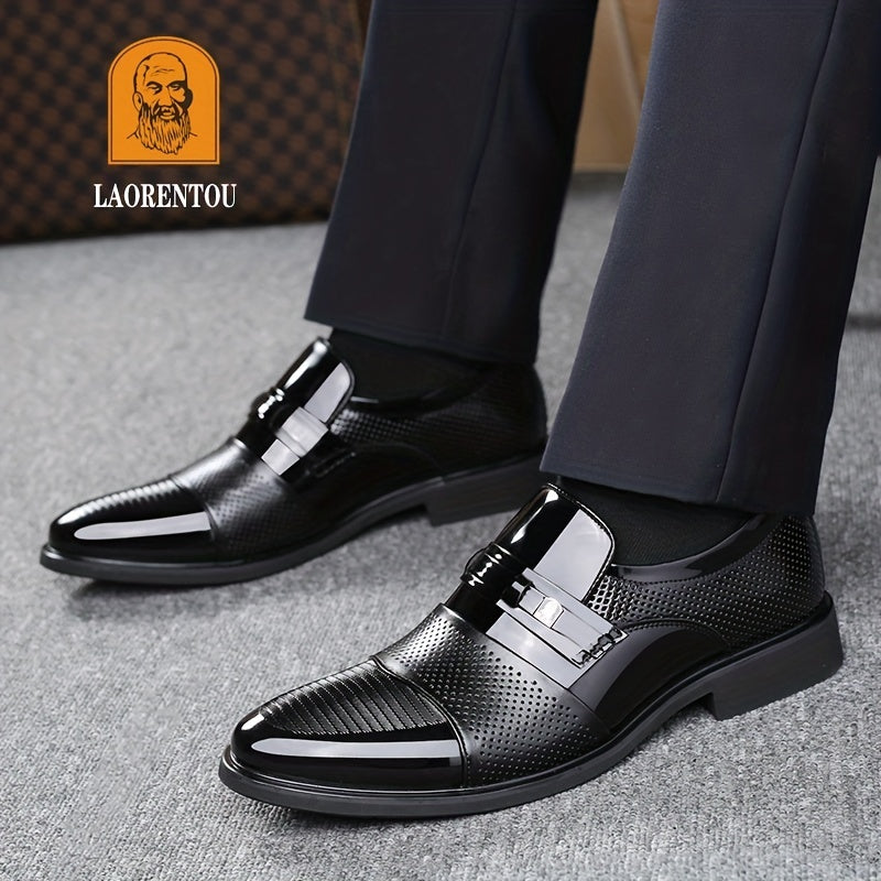 LAORENTOU Men's Leather Dress Shoes Pointed Toe Formal Non Slip Business Office