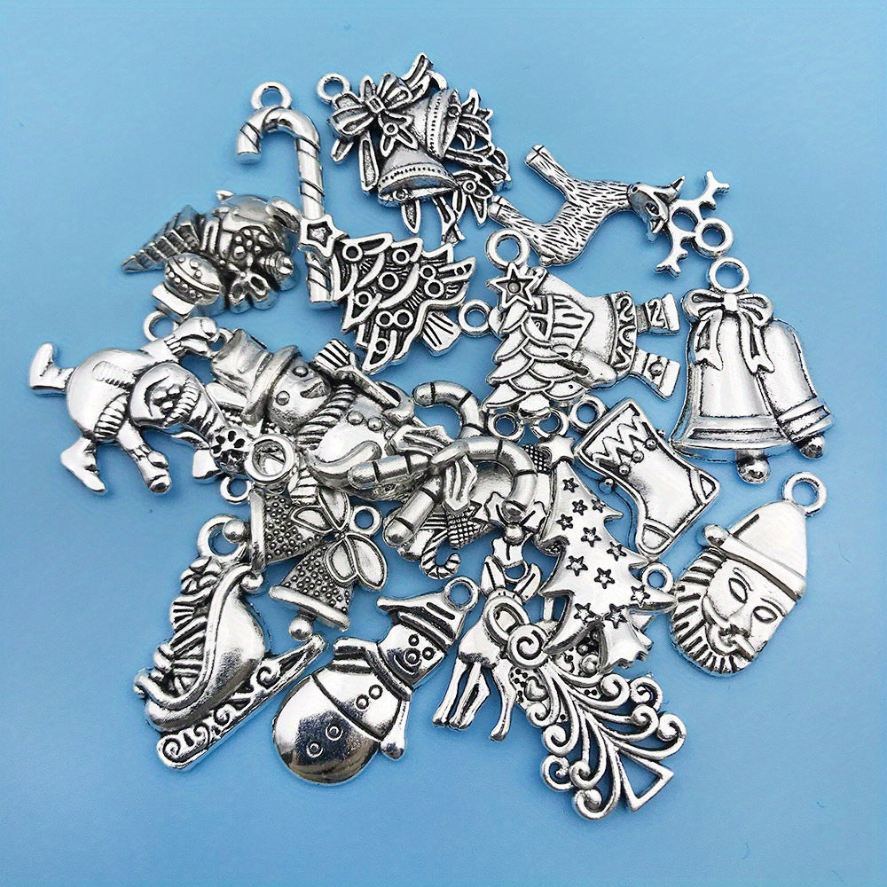 20pcs Antique Silver Christmas Charms Pendants for DIY Jewelry Making