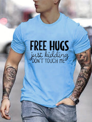Men's Casual HUG Slogan Graphic T Shirt Short Sleeve Novelty Tees