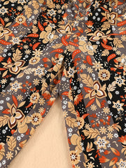  Colorblock Floral Print Wide Leg Trousers