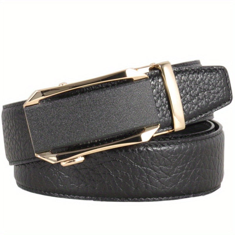 Men's Leather Belt Automatic Buckle Waist Strap