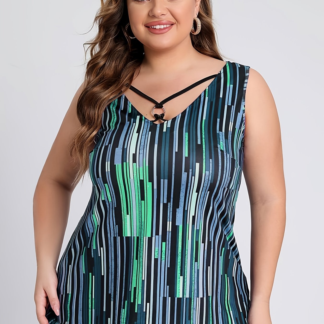  Random Print Cut Out V Neck Tank Top