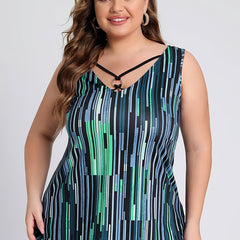  Random Print Cut Out V Neck Tank Top