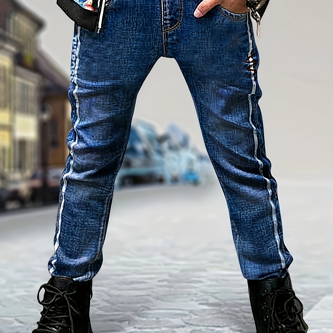 Boys Striped Lined Denim Trousers