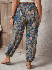 Women's Plus Paisley Print High Rise Tapered Leg Pants