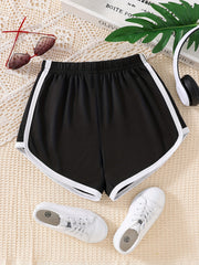 Girls' Basic Shorts Contrast Binding Comfortable And Breathable