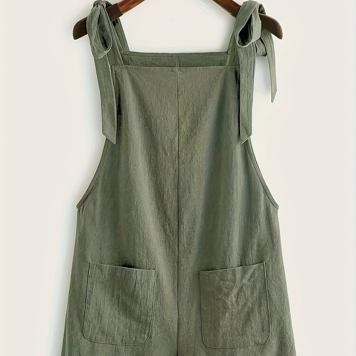 Solid Knot Strap Jumpsuit with Pockets