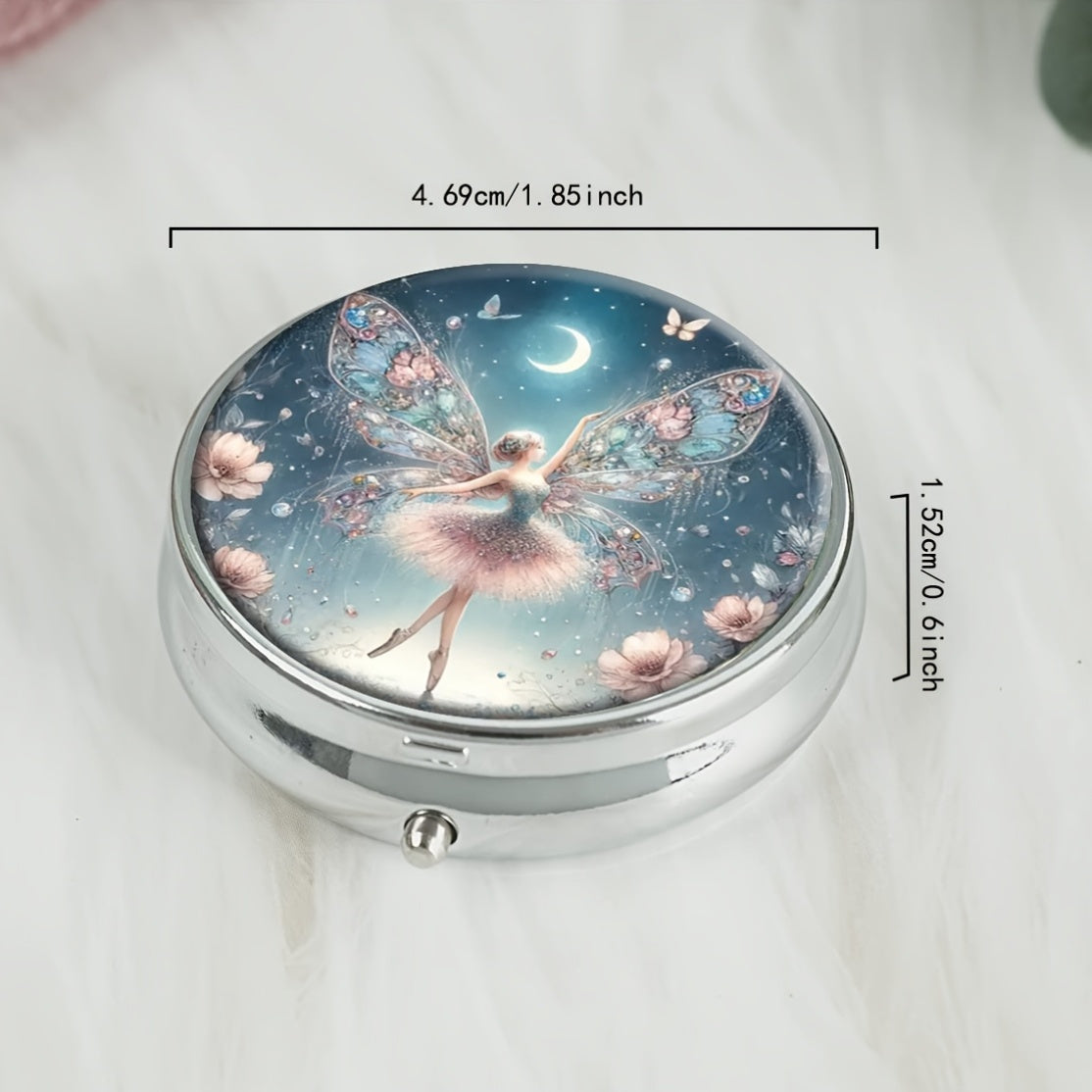 WhimsyWings Fairy 3 Compartment Pill Box Organizer Case D