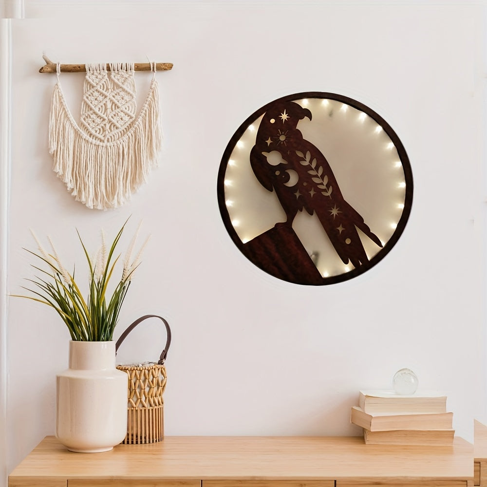 LED Eagle Shaped Wooden Hanging Lamp