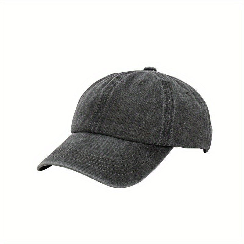 Washed Cotton Baseball Cap Retro Peaked Cap Solid Couple Cap