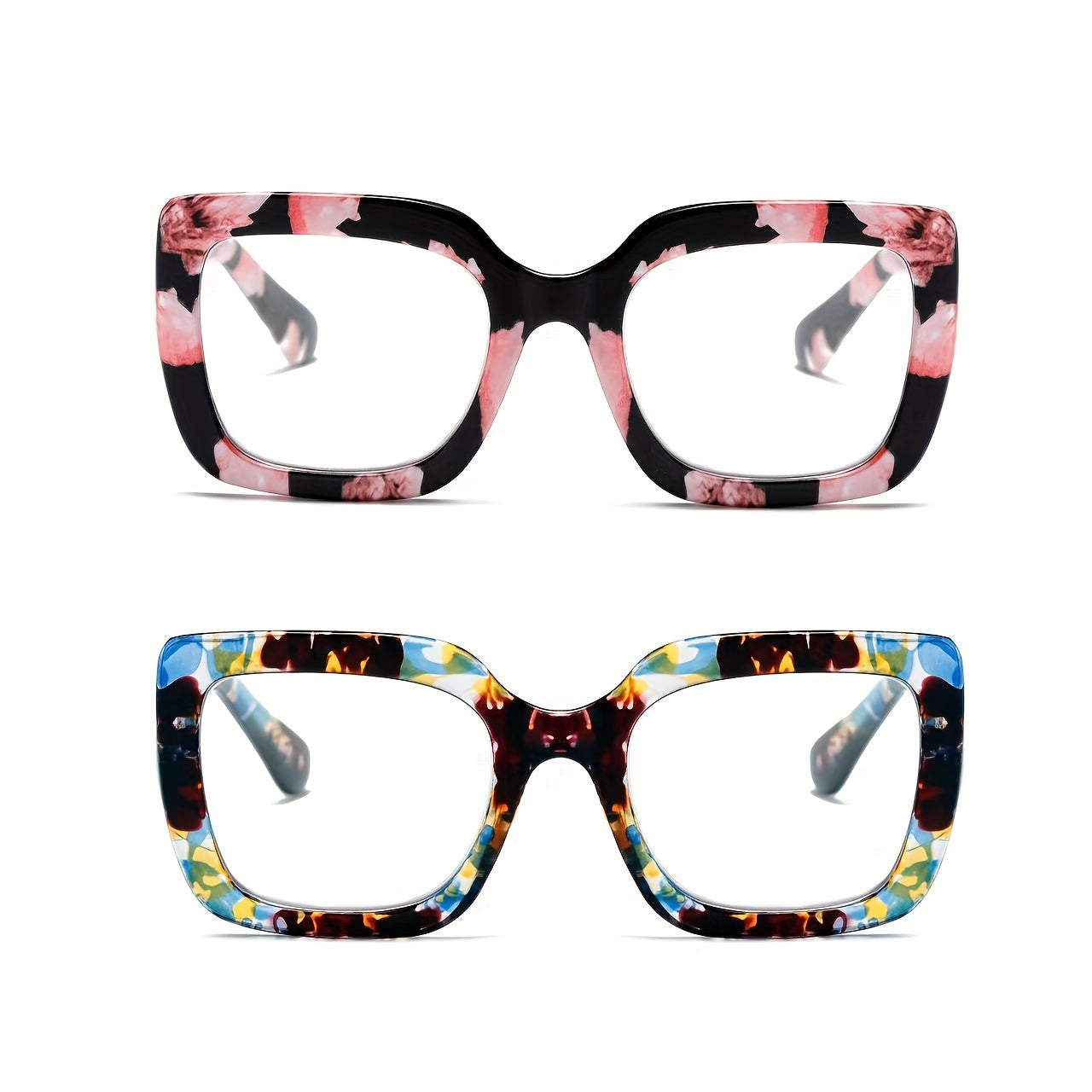 Retro Square Women's Reading Glasses Blackout Spring Hinge