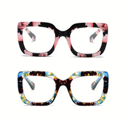 Retro Square Women's Reading Glasses Blackout Spring Hinge