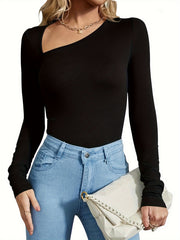 Slimming Bodysuit Asymmetrical Long Sleeve Shaper