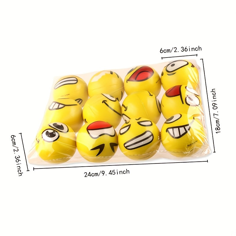 12pcs Random Stress Balls Squeeze Fidget Toys Emotions Hand Wrist Exercise Foam