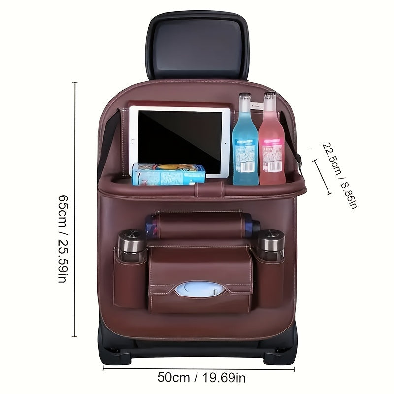 Car Back Seat Storage Bag Organizer with Tissue Box & Cup Holder