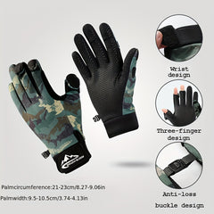 Warm Gloves for Outdoor Fishing Cycling Three Finger Flip Touch Screen Anti-Slip