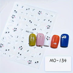 5D Embossed Jelly Nail Art Stickers Funny Expression Nail Art Decals