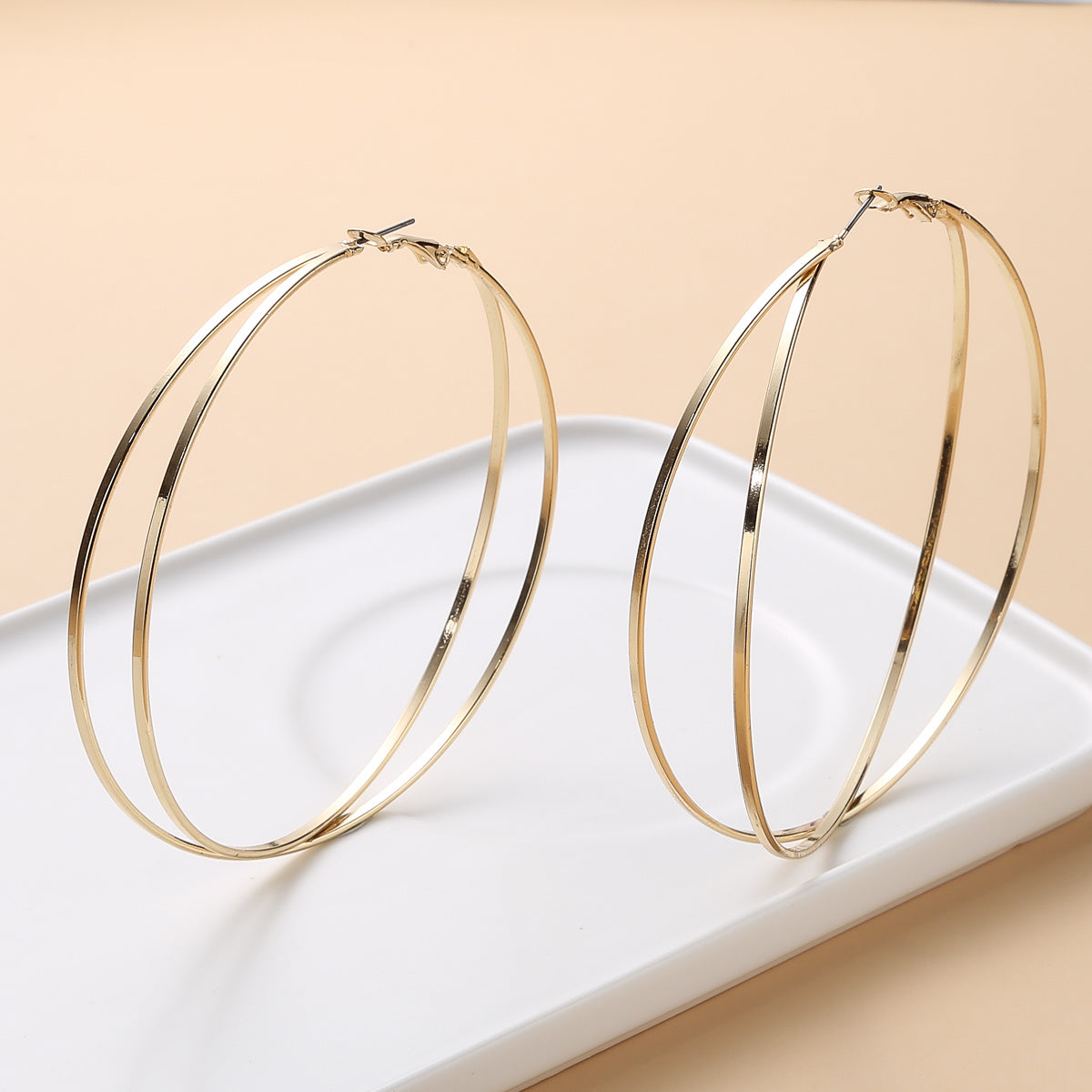 Extravagant 18K Plated Hoop Earrings Party Holiday Decor Gift 1Pair