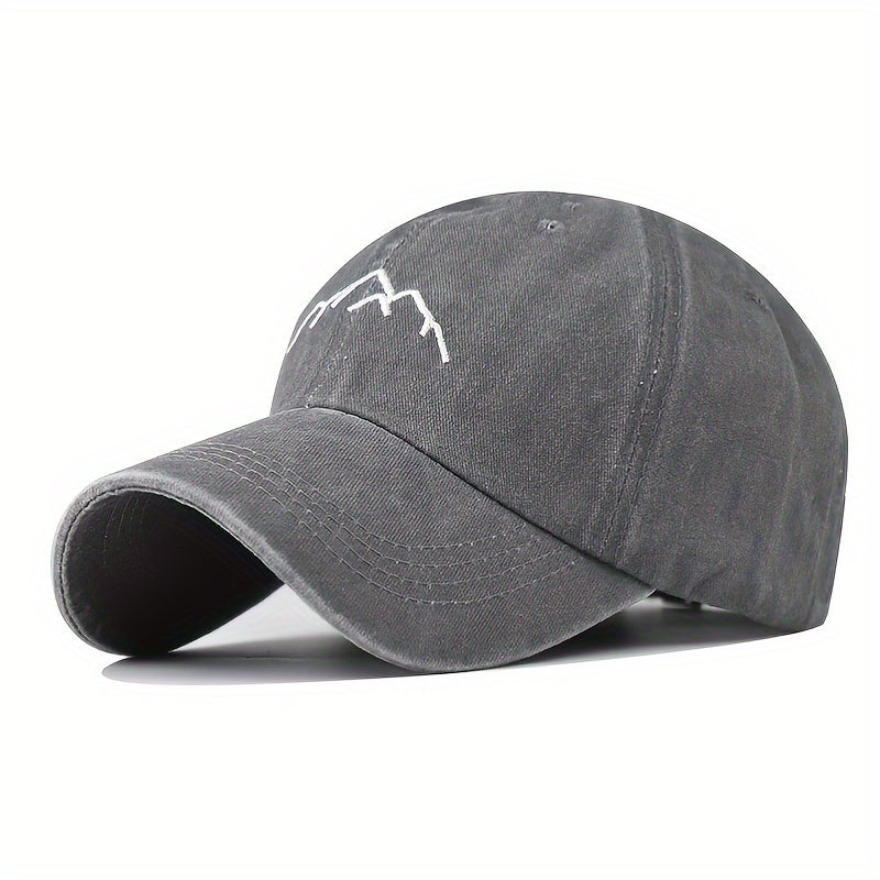Mountain Embroidery Baseball Cap Unisex Distressed Cotton Dad Hat