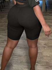  Number Print High Rise Biker Shorts