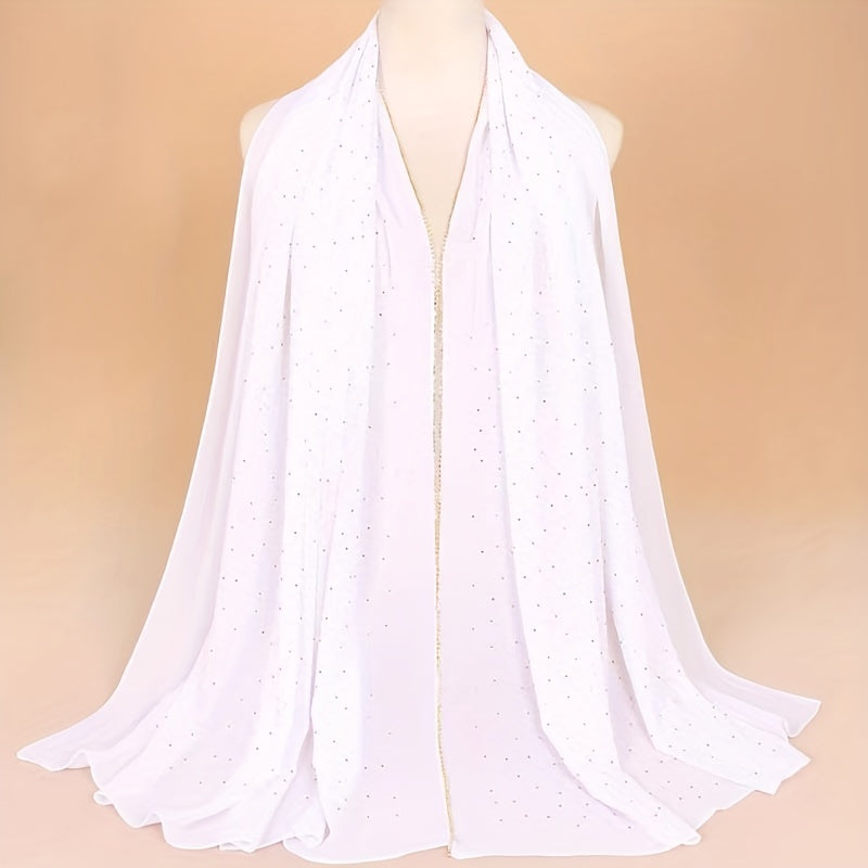 Hot Drill Chain Chiffon Thin Breathable Sunscreen Bandana Gypsophila Scarf