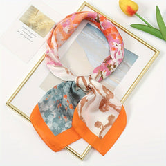 Vintage Tree Print Bandana Classic Block Shawl Satin Square Scarf