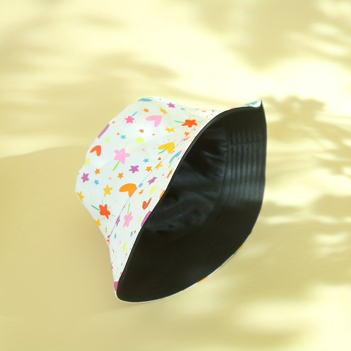 Colorful Heart Print Bucket Hat Reversible Sunscreen Beach Hats