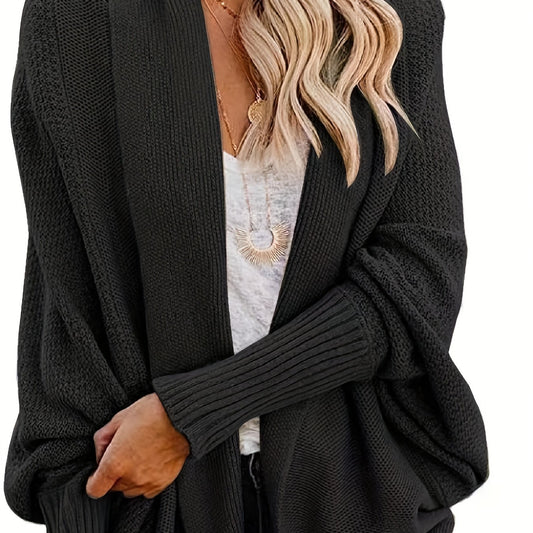 Women's Solid Bat Sleeve Cardigan