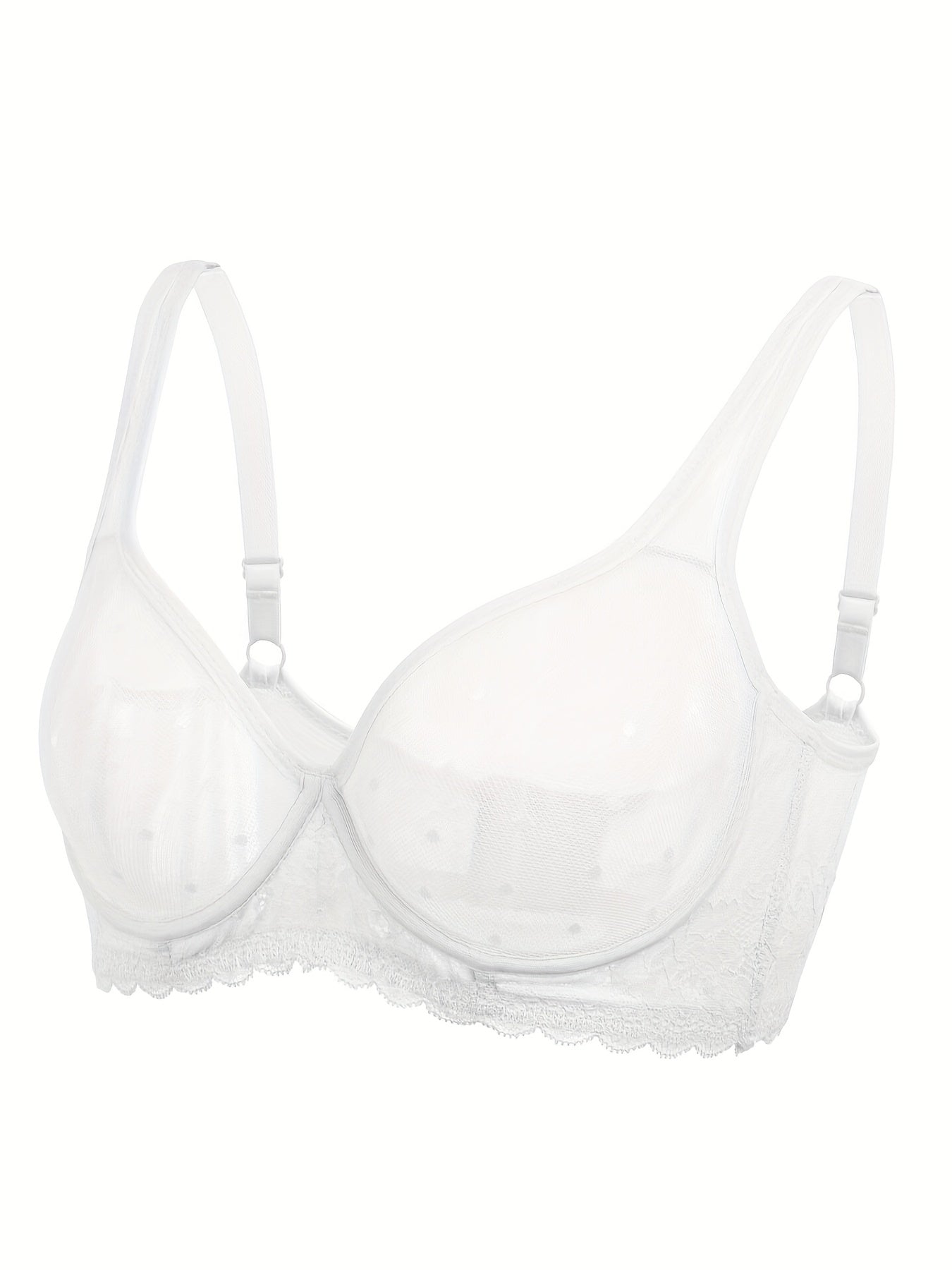 Polka Dot Mesh Unlined Push Up Bra Sheer Lingerie