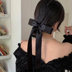Satin Bowknot Streamer Hair Clip Y2K Hair Accessory
