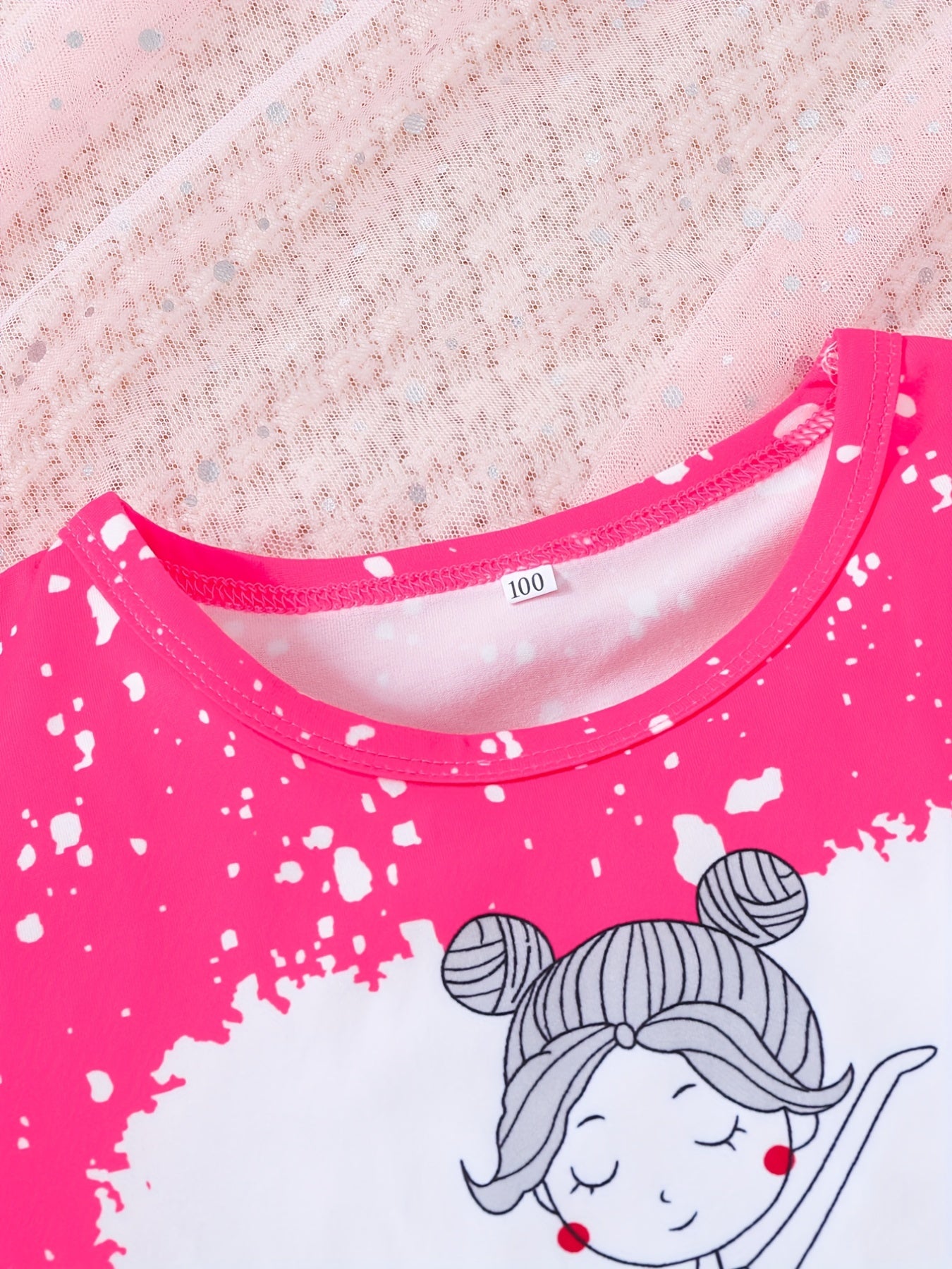 Girls Dancing Girl Graphic T Shirt & Heart Leopard Shorts Set